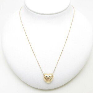 Tiffany Chain Cross Heart Necklace Yellow Gold Pendant